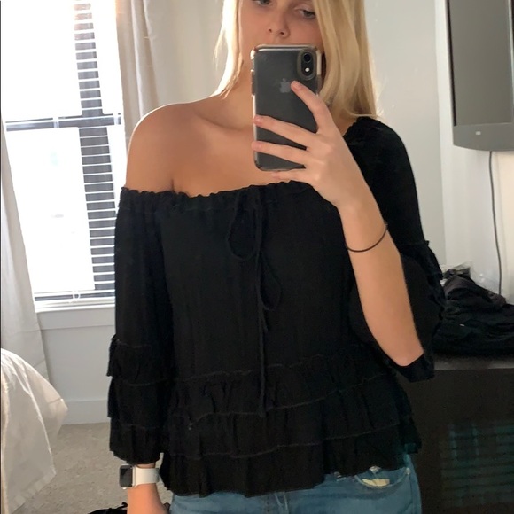 Black Ruffle Top - Picture 3 of 5